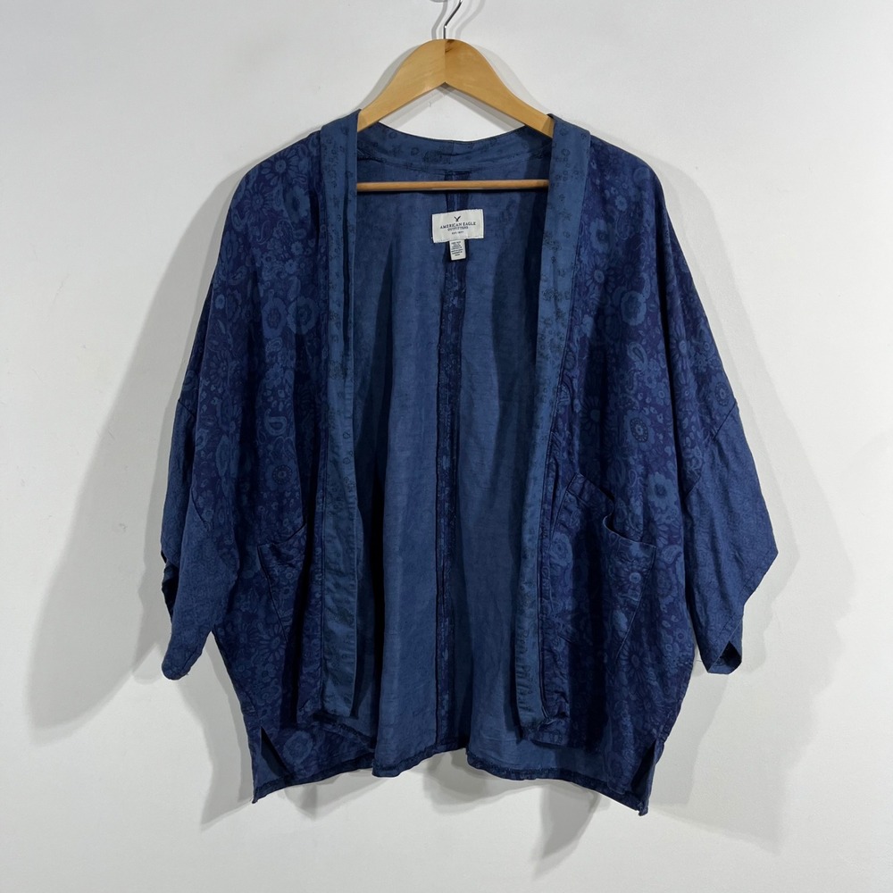 American Eagle Fairy Grunge Boho Y2K Floral Paisley Linen Kimono Wrap OS Arsty
